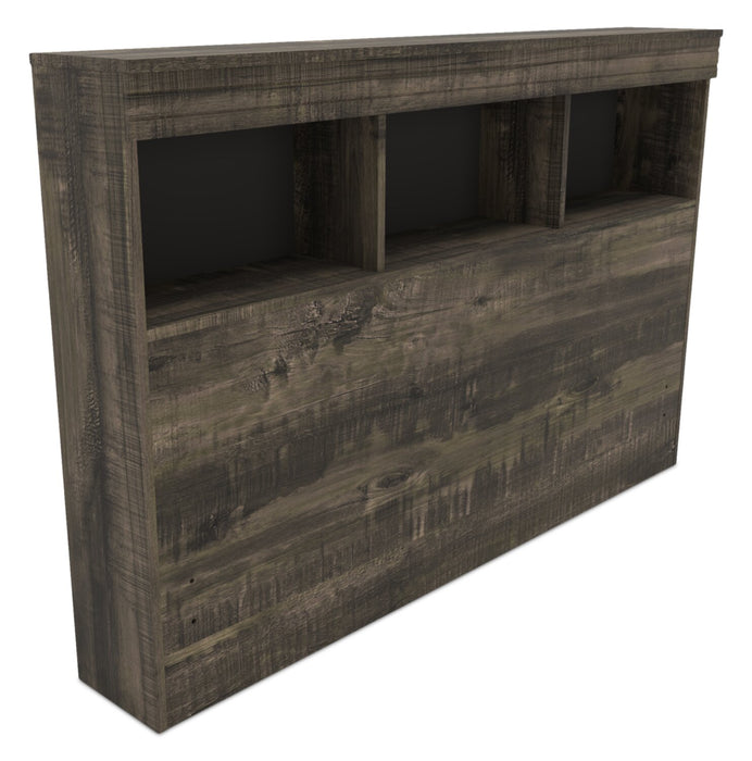 Lit matelot Riley avec ensemble de tête de lit bibliothèque pour enfants, fabriqué au Canada, gris - format lit double