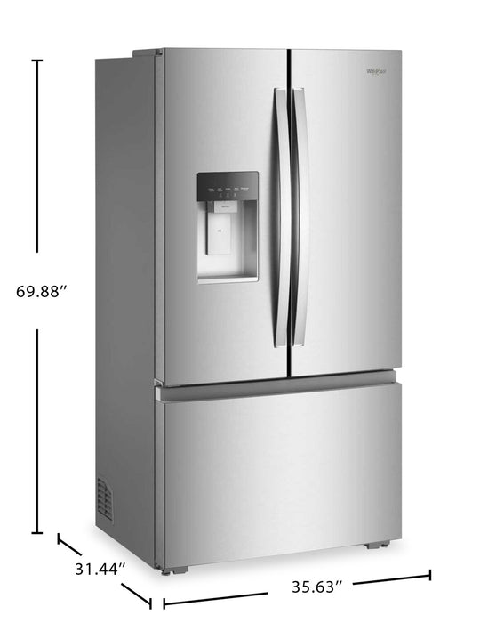 Réfrigérateur Whirlpool de 23,4 pi3 et de 36 po à portes françaises - acier inoxydable résistant aux traces de doigts - WRFC5036RZ