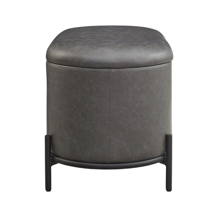 Pouf de rangement Victoria de 18 po en similicuir avec base en métal - anthracite