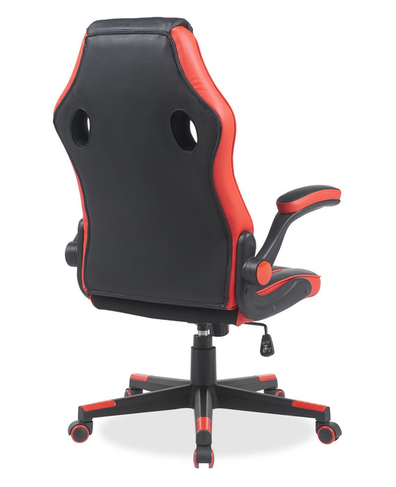 Fauteuil de jeu ergonomique Phœnix de 26,7 po avec coussin lombaire - noir et rouge