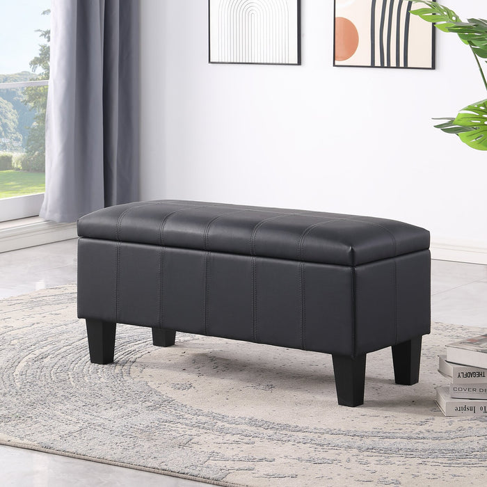 Pouf de rangement James de 39,25 po en similicuir - noir