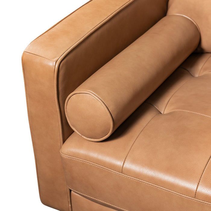 Sofa sectionnel de droite Edge 2 pièces en cuir véritable avec pattes en bois et coussins de dossier amovibles - brun