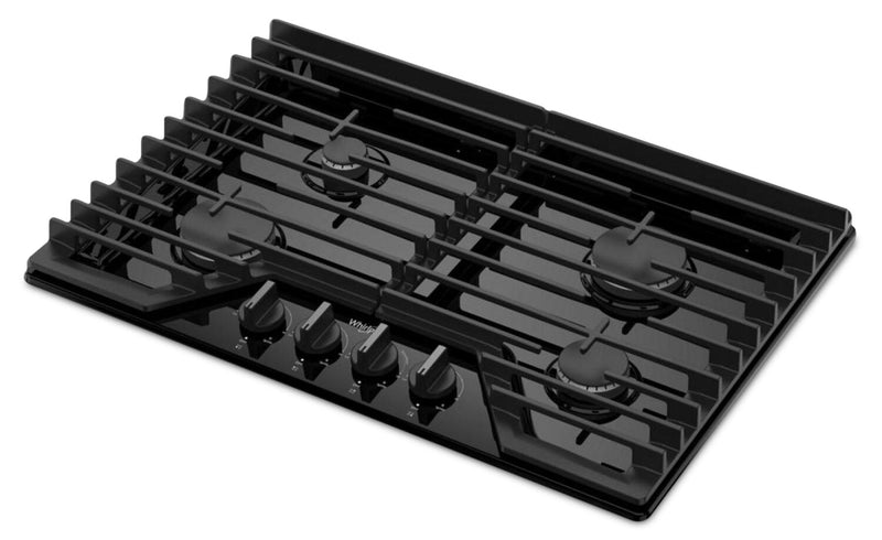 Surface de cuisson à gaz Whirlpool de 30 po avec grilles en fonte à charnières EZ-2-LiftMC - WCGK5030PB
