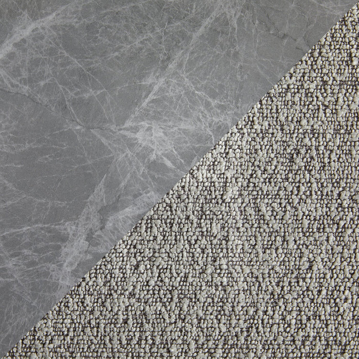 Ensemble de salle à manger Luka 5 pièces en métal avec table ronde de 43,5 po (L), dessus en pierre frittée et 4 chaises - gris et taupe