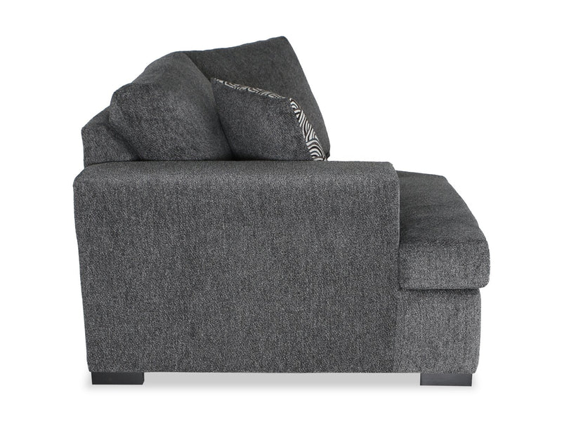Sofa-lit sectionnel enveloppant de gauche Legend 2 pièces fabriqué au Canada en tissu de chenille - gris poivre