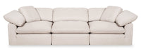  Sofa modulaire Eclipse de 124 po en tissu d’apparence lin avec coussins réversibles en duvet et plumes - beige lin