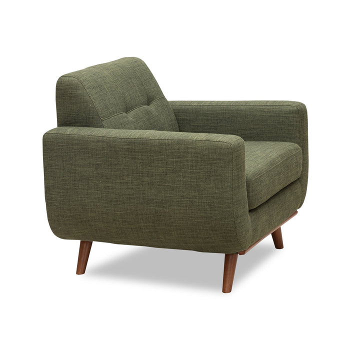 Fauteuil Freeman Kort & Co. de 37 po en tissu d’apparence lin avec pattes en bois et coussin de dossier capitonné - vert avocat