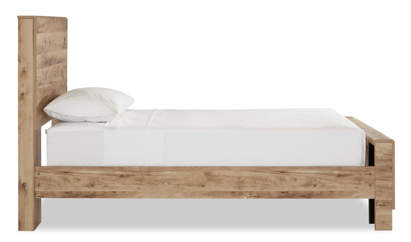 Lit à panneaux Derekson pour enfants avec tête de lit et cadre de lit, naturel - format lit simple