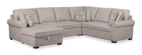 Sofa-lit sectionnel de gauche Haven de Scott Living 4 pièces en tissu de chenille avec fauteuil long de rangement - gris