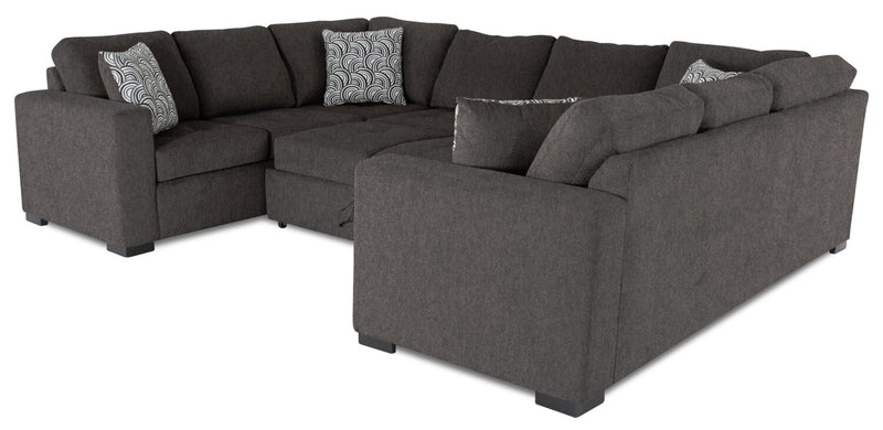 Sofa-lit sectionnel Legend 3 pièces fabriqué au Canada en tissu de chenille - brun étain
