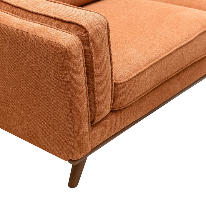 Sofa Kassia de Kort & Co. de 80 po de format condo en tissu d’apparence lin avec base et pattes en bois - orange