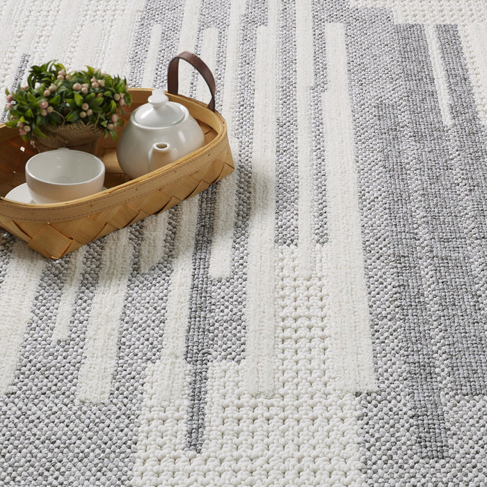 Carpette Rhodes grise à motif à carreaux - 7 pi 11 po x 10 pi 10 po