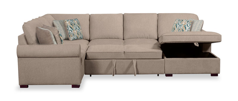 Sofa-lit sectionnel de droite Haven de Scott Living 4 pièces en tissu de chenille avec fauteuil long de rangement - taupe