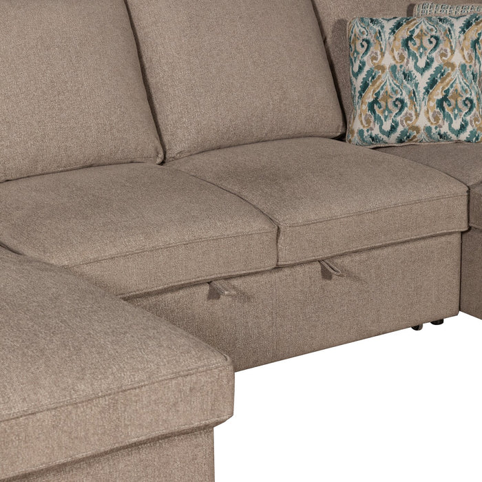 Sofa-lit sectionnel de gauche Haven de Scott Living 4 pièces en tissu de chenille avec fauteuil long de rangement - taupe
