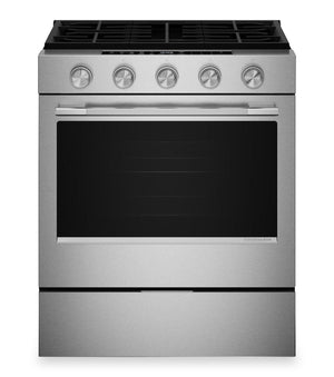 Cuisinière intelligente à gaz encastrée KitchenAid de 5,0 pi3 et de 30 po avec modes par convection - acier inoxydable résistant aux traces de doigts - KSGS330SPS