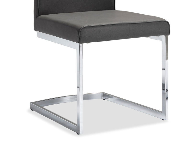 Chaise de salle à manger Naya en cuir végétalien et en métal - grise