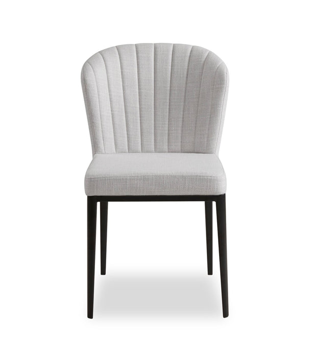 Chaise de salle à manger Zoe en tissu de polyester et en métal avec capitonnage à canaux - grise