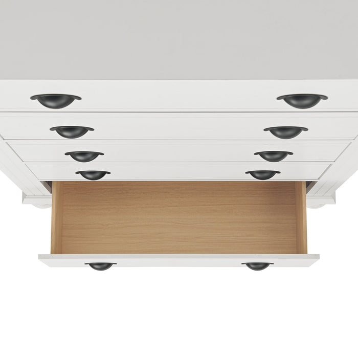 Commode verticale de chambre à coucher Ella de 36 po (L) x 53 po (H) à 5 tiroirs - blanche