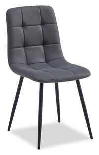 Chaise de salle à manger Arlo en métal avec siège et dossier coussinés capitonnés en tissu - anthracite
