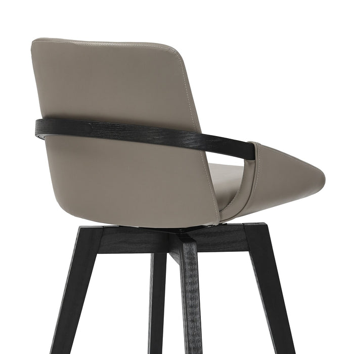 Tabouret Apex de hauteur comptoir en tissu de cuir végétalien et en métal avec siège pivotant - taupe