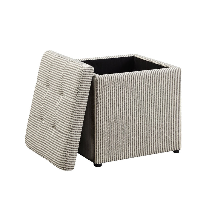 Pouf de rangement carré Yukon de 17 po en tissu - rayé gris