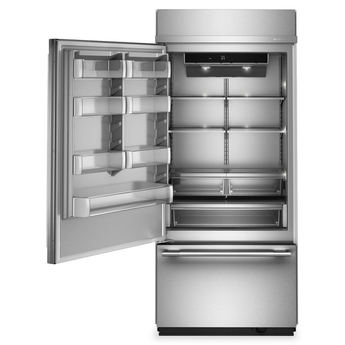 Réfrigérateur encastré KitchenAid de 20,8 pi³ et de 36 po à congélateur inférieur - acier inoxydable PrintShieldMC - KBBL336SPS