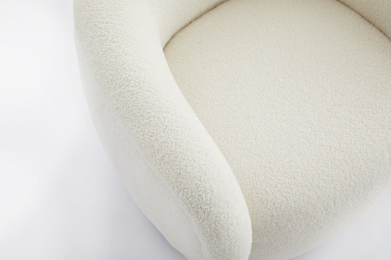 Fauteuil d’appoint courbé Solo de 31,1 po en tissu sherpa - crème glacée