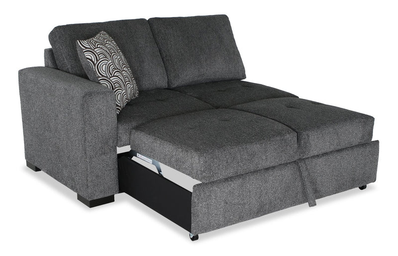Sofa-lit sectionnel enveloppant de droite Legend 2 pièces fabriqué au Canada en tissu de chenille - gris poivre