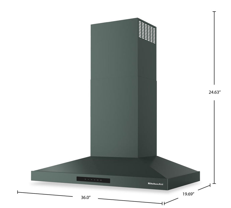 Hotte de cuisinière murale KitchenAid de 36 po de style auvent à 4 vitesses - genévrier - KVWC736SJP