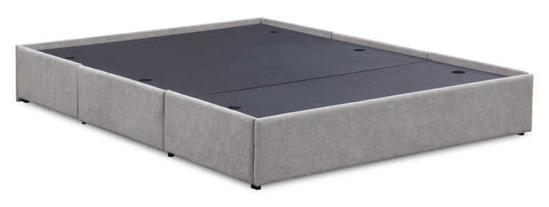 Base de lit de rangement Amos rembourrée en tissu gris avec 3 tiroirs intégrés - format grand lit