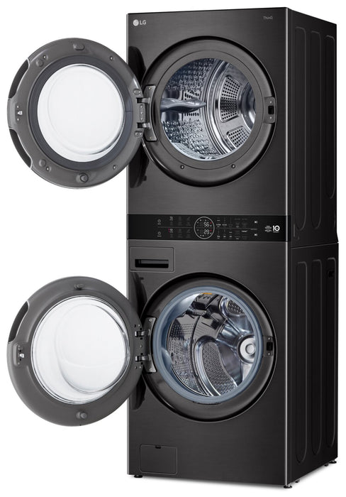Tour de lavage WashTowerMC haute efficacité LG à chargement frontal avec laveuse de 5,8 pi³ et sécheuse de 7,8 pi³ - acier noir - WKHC252HBA