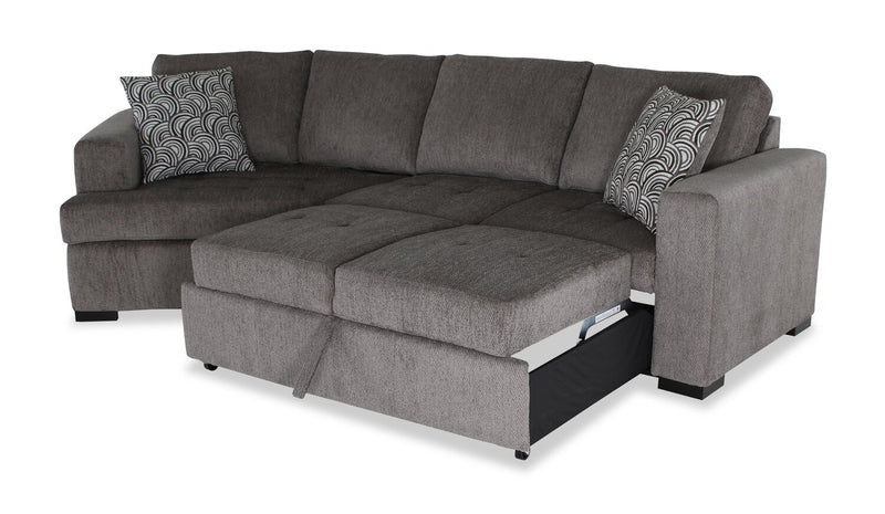 Sofa-lit sectionnel enveloppant de gauche Legend 2 pièces fabriqué au Canada en tissu de chenille - brun étain