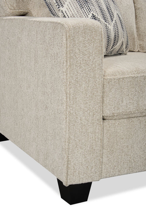 Sofa Lennox de 83 po fabriqué au Canada en tissu de chenille avec coussins réversibles et coussins décoratifs - taupe