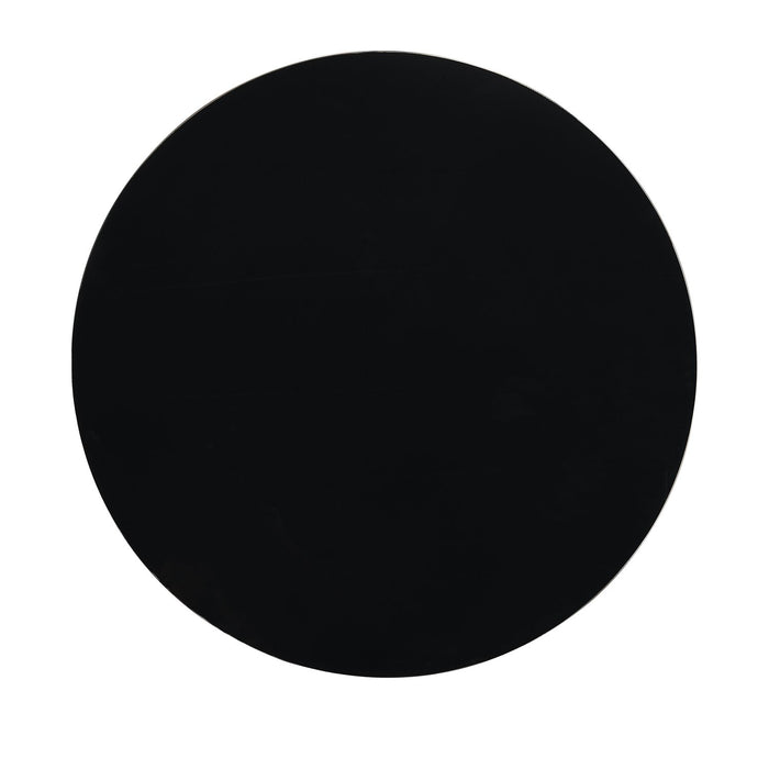 Table à café ronde moderne Xander de 36 po avec dessus en verre - noire et dorée avec pattes en métal