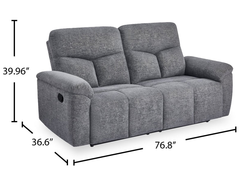 Sofa à inclinaison manuelle Blake de 76,8 po en tissu de chenille - gris 