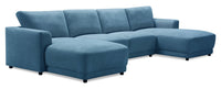  Sofa sectionnel modulaire en forme de U Voyage 4 pièces en tissu avec coussins de dossier amovibles - bleu