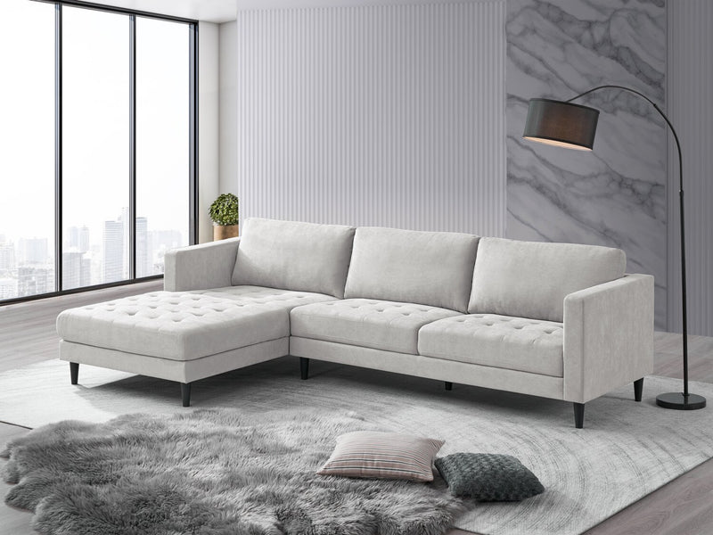 Sofa sectionnel de gauche Metro 2 pièces en tissu avec fauteuil long et coussins de siège capitonnés - neutre