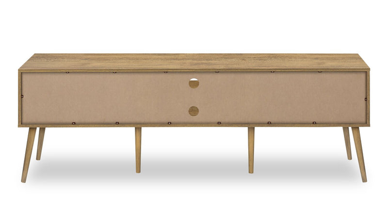 Meuble pour téléviseur rustique Gemma de 72 po avec rangement et système de gestion des câbles pour téléviseurs jusqu’à 80 po - brun