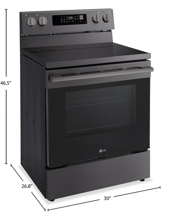 Cuisinière intelligente électrique LG de 6,3 pi³ avec friture à air - acier inoxydable noir - LREN6323ZE