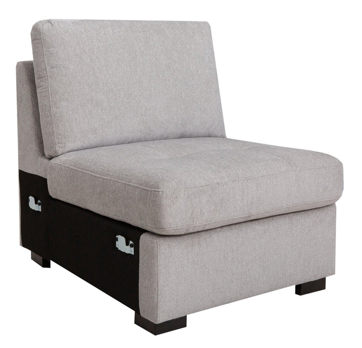 Sofa sectionnel de droite Vault 6 pièces avec causeuse-lit, 2 fauteuils de rangement et fauteuil long de rangement - gris