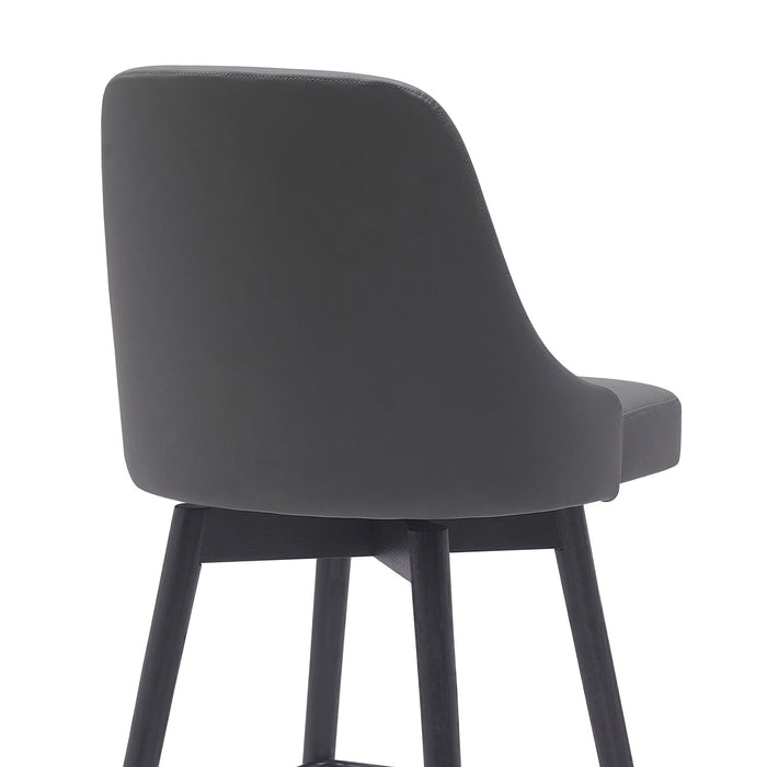 Tabouret Nash de hauteur comptoir en tissu de cuir végétalien et en métal avec siège pivotant - anthracite