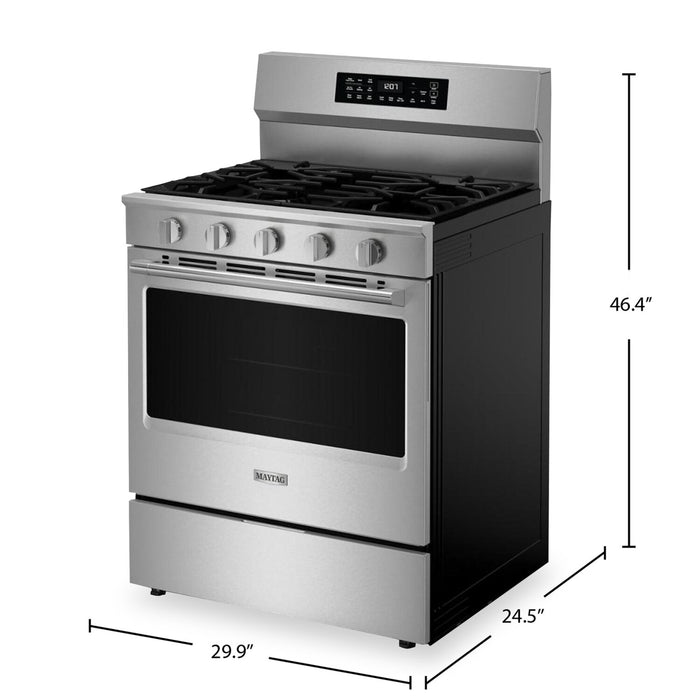 Cuisinière à gaz Maytag de 5 pi³ et de 30 po avec friture à air sans préchauffage - acier inoxydable résistant aux traces de doigts - MFGS7030SZ