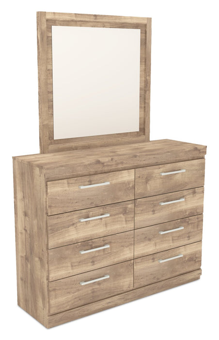 Commode de chambre à coucher Oakley de 49 po (L) x 37 po (H) à 8 tiroirs, fabriquée au Canada - naturelle