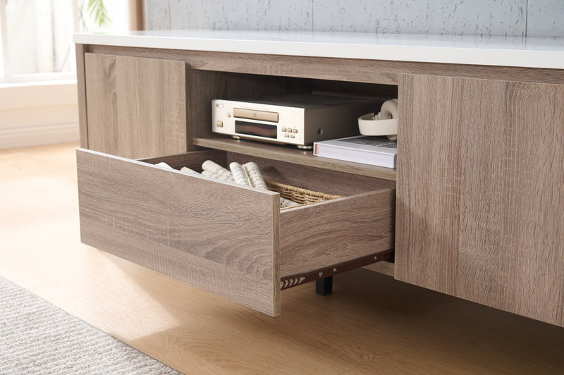 Meuble pour téléviseur moderne Carlton de 58.25 po avec rangement pour téléviseurs de jusqu’à 65 po - taupe foncé