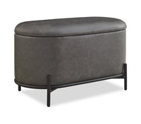  Pouf de rangement Victoria de 18 po en similicuir avec base en métal - anthracite