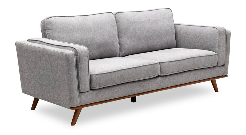 Sofa Kassia de Kort & Co. de 80 po de format condo en tissu d’apparence lin avec base et pattes en bois - gris