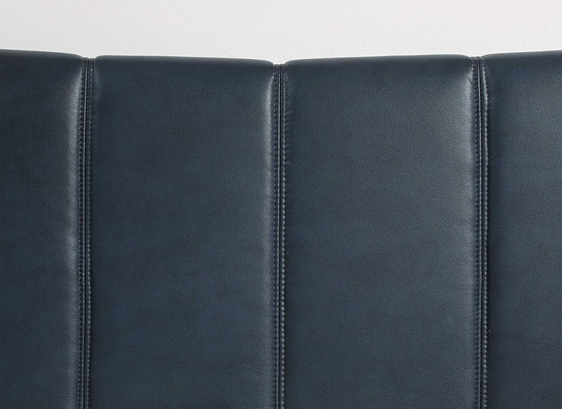 Lit plateforme rembourré Paseo en tissu de cuir végétalien bleu marine - format lit double 