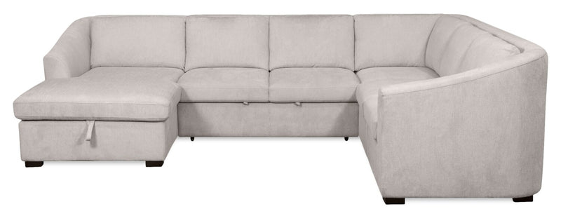 Sofa-lit sectionnel de gauche Envy 5 pièces en tissu de chenille avec fauteuil long de rangement - gris brouillard