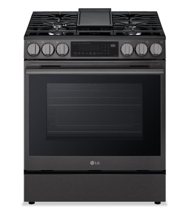 Cuisinière intelligente à gaz encastrée LG de 6,3 pi3 avec friture à air – acier inoxydable noir - LSGL6335Z