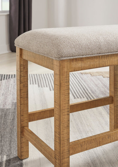 Banc de salle à manger Archer de hauteur comptoir avec siège en tissu, 72 po (L) - brun clair